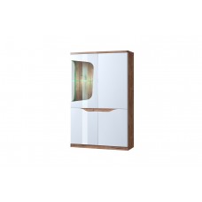 Шкаф с витриной 1V3D L, EVORA, цвет дуб веллингтон\белый, шт